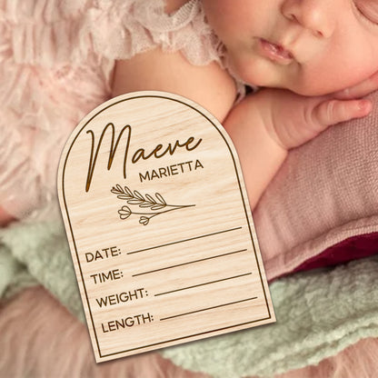 Custom Birth Announcement Sign, Boho Baby Stat Sign, Wooden Baby Stats Sign, Baby Welcome Sign, Floral Baby Name Sign, Hospital Sign